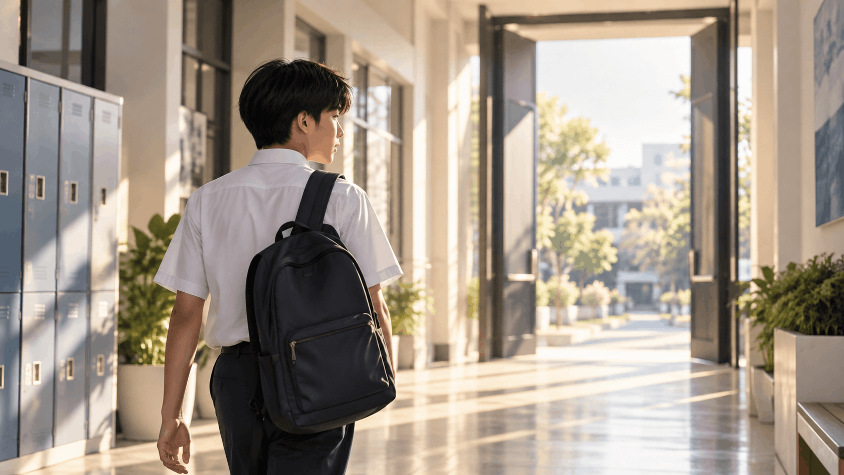 Siswa berjalan mantap menyusuri koridor sekolah menuju pintu gerbang masa depan yang terang